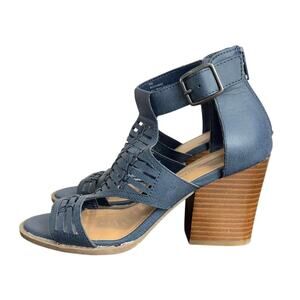 Women’s Blue Grey Massini Vegan Leather Sandals Heels - Size 9